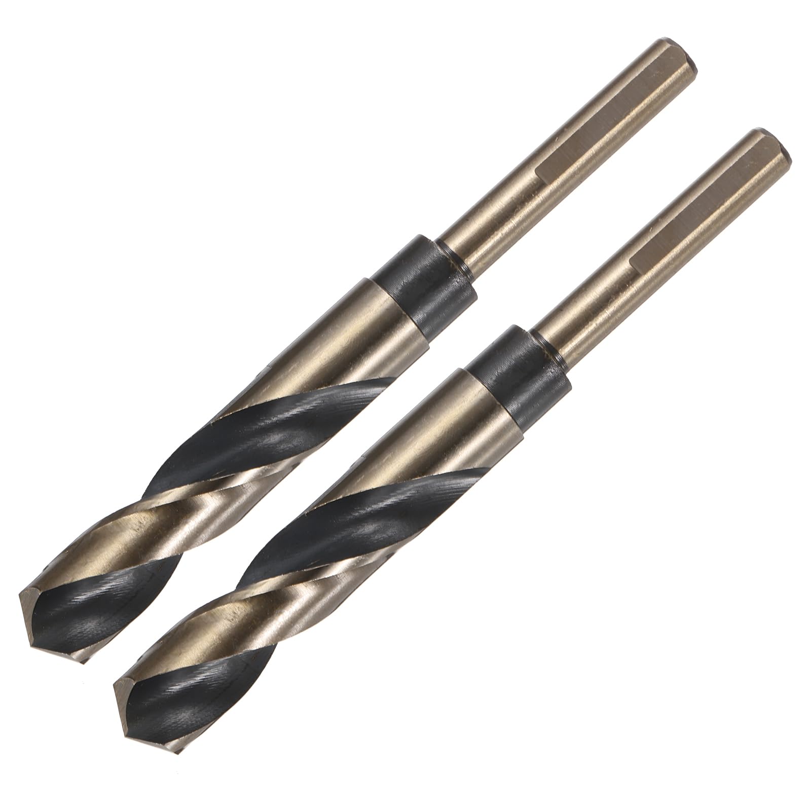 QUARKZMAN 2 Pezzi Punta A Scalino Ridotto 17mm Rivestimento Nitruro Nero E Titanio Oro Acciaio Rapido 4341 Con Codolo 10mm Per Acciaio Inox Lega Metallo Plastica Legno