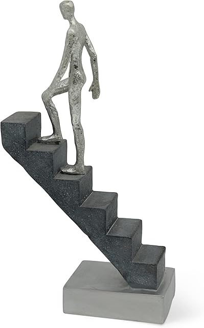 FeinKnick Modern Desk Decor 'Top of The Rock' - Abstract Sculpture as Motivation 11"/30cm - Modern Home Decor Figure Made of Marble Resin - Statue for Living Room & Aesthetic Office décor as a Gift