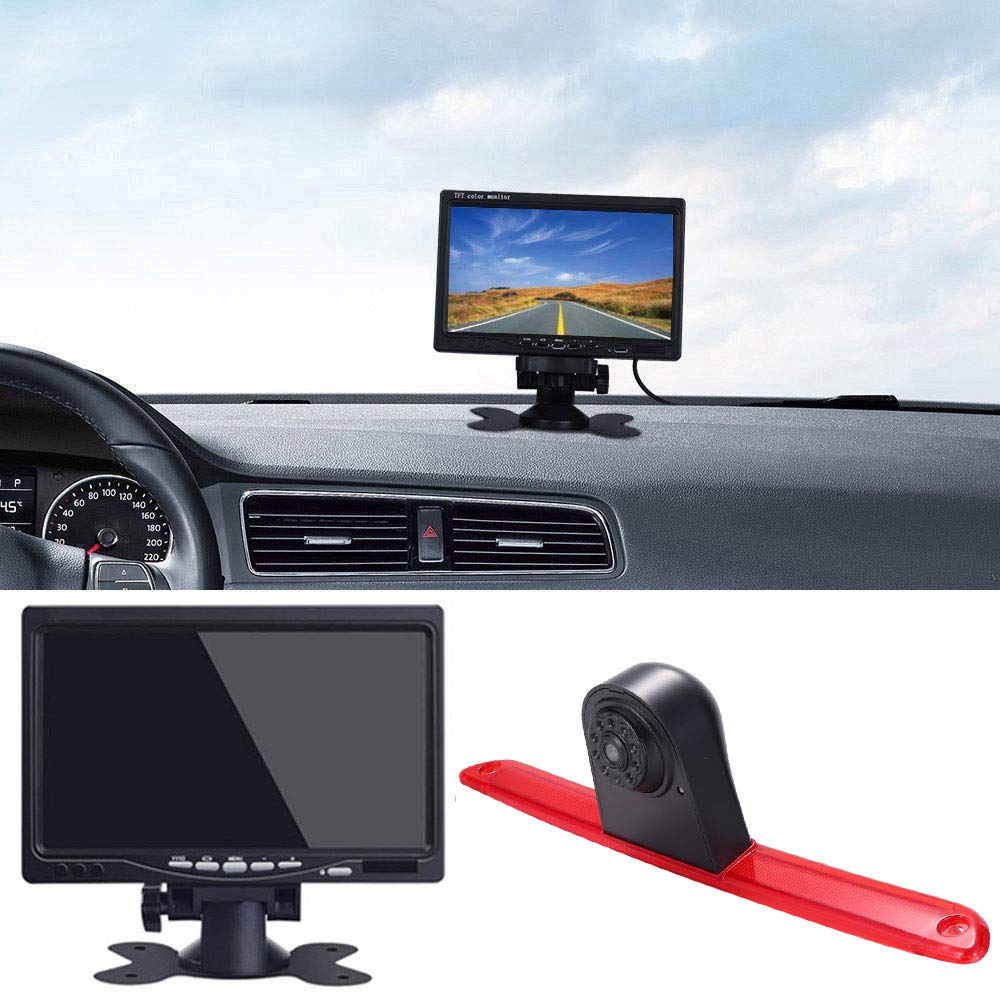 HD Auto Transporter Nocturna Luz de Freno Furgoneta Cámara de Marcha Atrás Visión Trasera Coche Puede Ajustar el ángulo Compatible con Mercedes Benz Sprinter W906/ V W Crafter Carevelle
