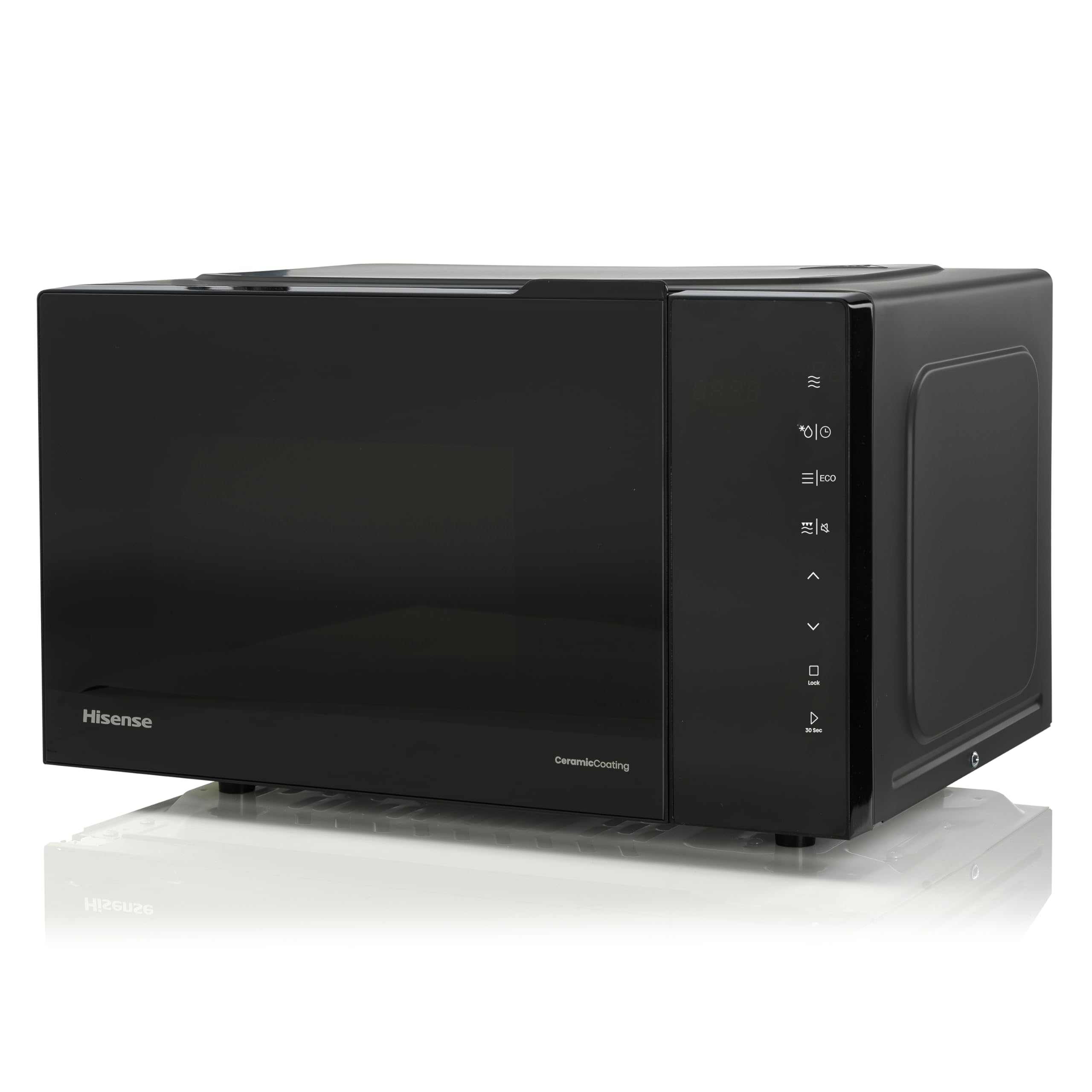 Hisense H23MOBS5HG4 - Microondas Digital con Grill 23 Litros, 1000W, Revestimiento Cerámico, Cristal Premium, Modo ECO, Descongelación programada, 10 Niveles de Potencia, Fácil Limpieza