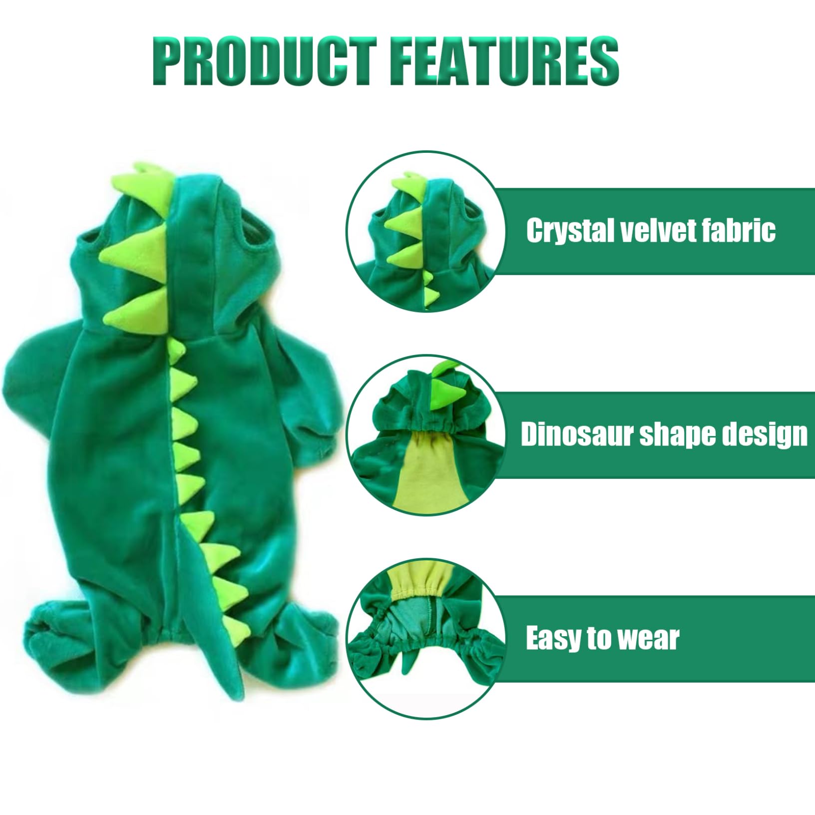 Chien Dinosaure Costume Taille XXL Mignon Costume de Chien Halloween Manteau Manteau Cristal en Velours d'hiver à Sweat à Sweat à Capuche