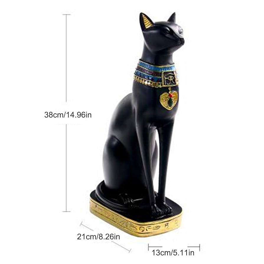 複製彫刻 ネックレスをしたバステト女神 猫 樹脂製 置物 美品 正規品 複製彫刻 ネックレスをしたバステト女神 猫 樹脂製 置物 美品