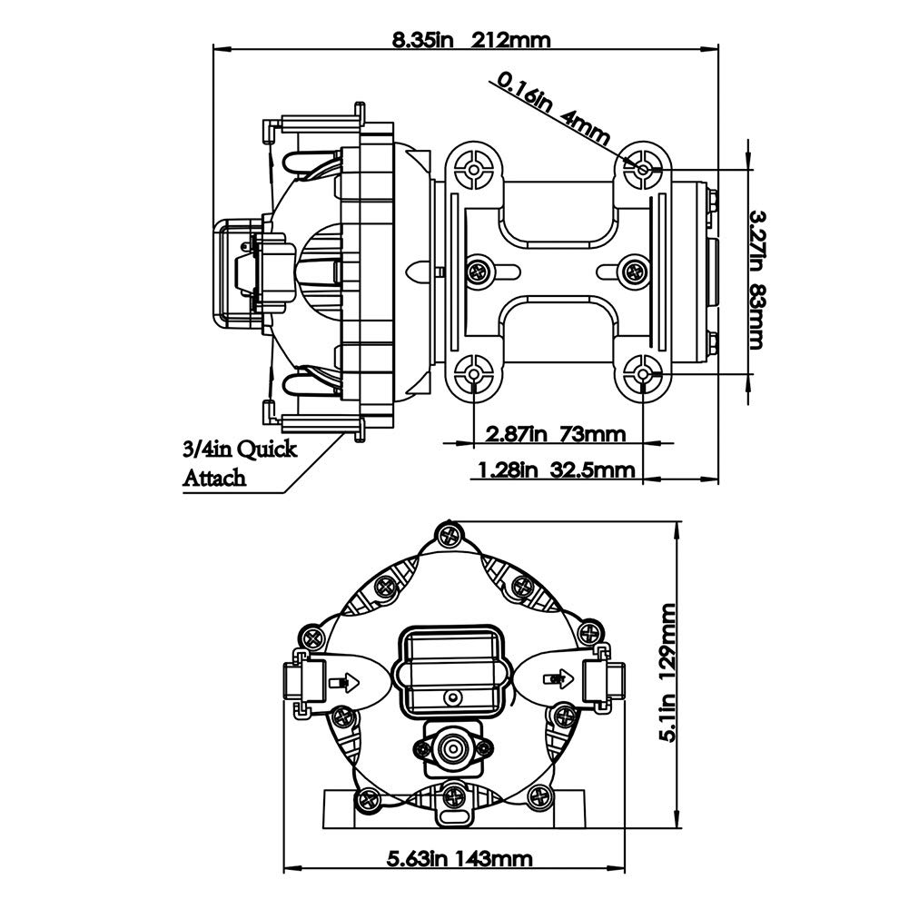 KIMISS Bomba de lavado para cubierta, para RV y barco, flujo de 5.0 GPM, autoadhesiva, kit de limpieza con agua dulce o marina, accesorio de lavado