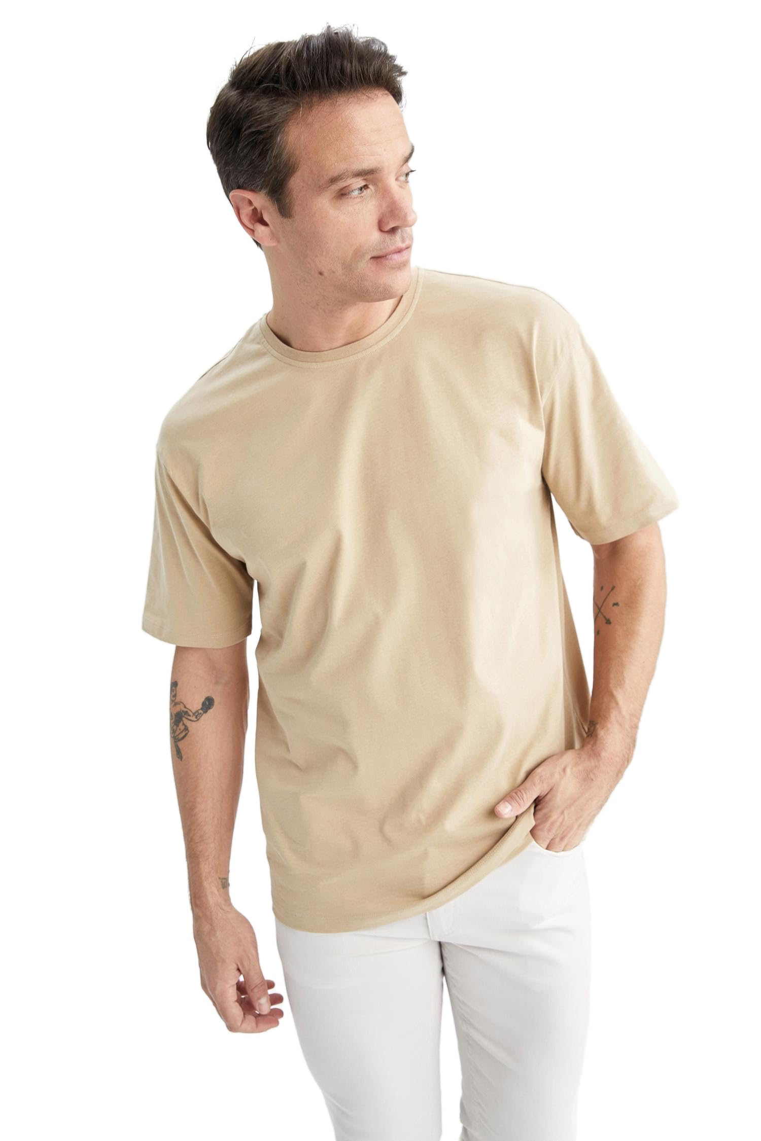 Erkek Oversize Fit Bisiklet Yaka %100 Pamuk Tişört