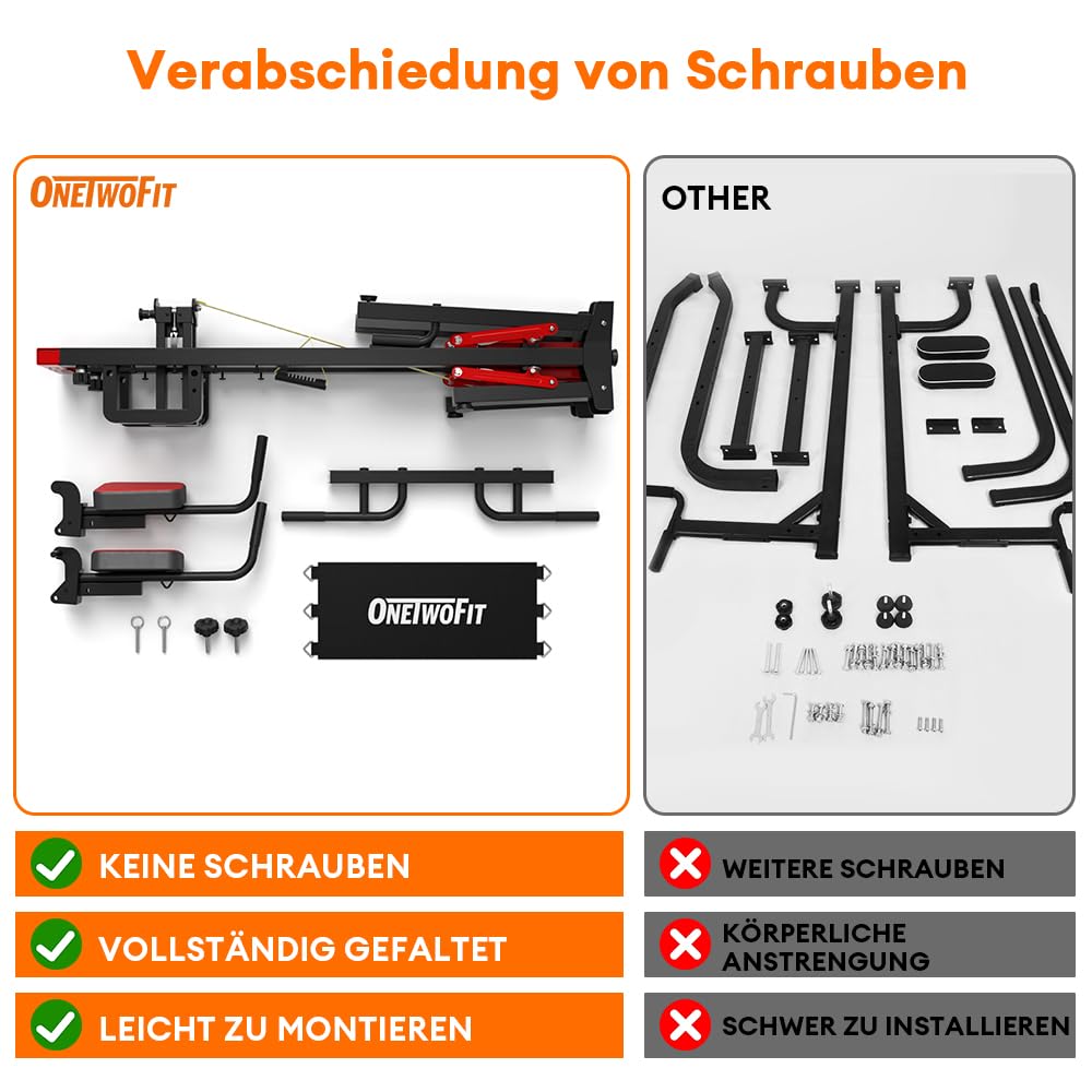 ONETWOFIT Faltbar Power Tower Dip Station & Kraftturm, höhenverstellbar multifunktionale Kraftstation Klimmzugstange Freistehend Krafttraining Hilfsmittel