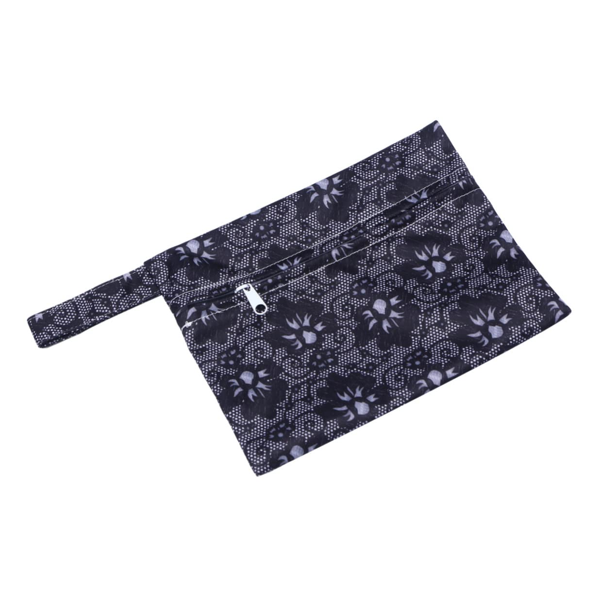 BCOATH Portable Sanitary Towel Storage Small Diaper Pouch Zipper Waterproof for Babies Outdoor Office 14x18cm Black Flower Print