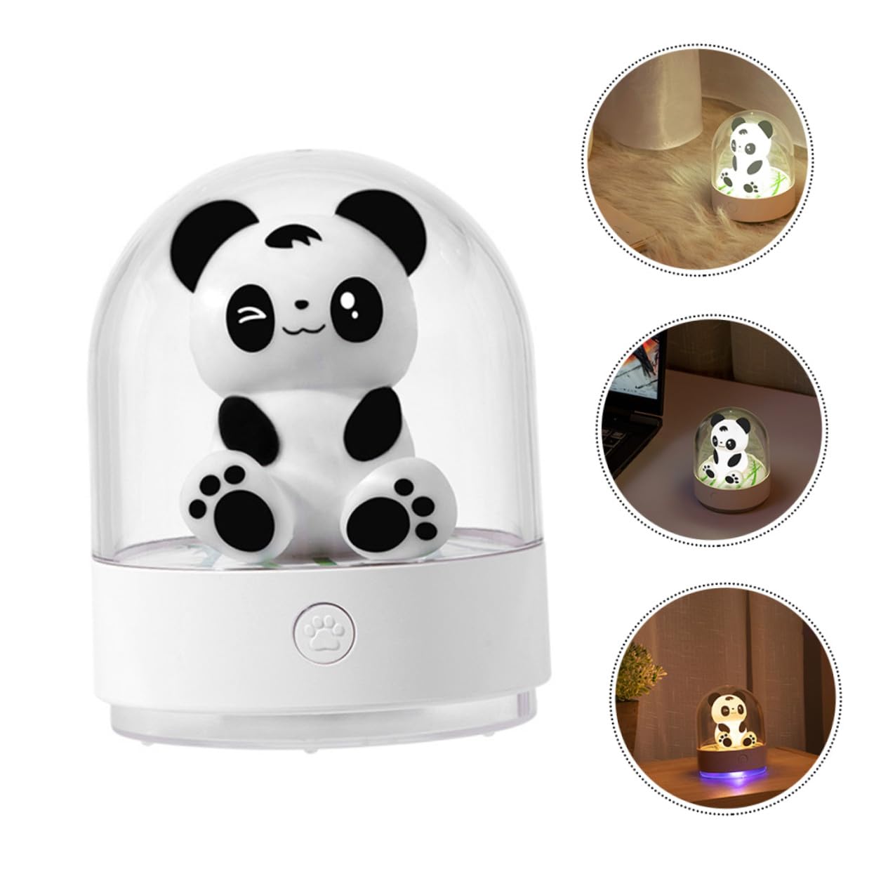 2 Piezas Lámpara Nocturna Infantil USB con Aroma Diseño Panda Luz LED Recargable para Dormitorio y Habitación