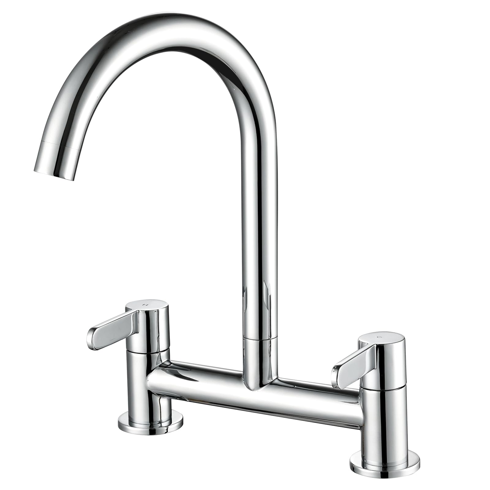 Kitchen Mixer Taps 2 Hole SYXEJGI Chrome Bridge Mixer Tap Kitchen Sink Taps Dual Lever Kitchen Tap Traditional Kitchen Taps Mixer 2 Hole Deck Mounted