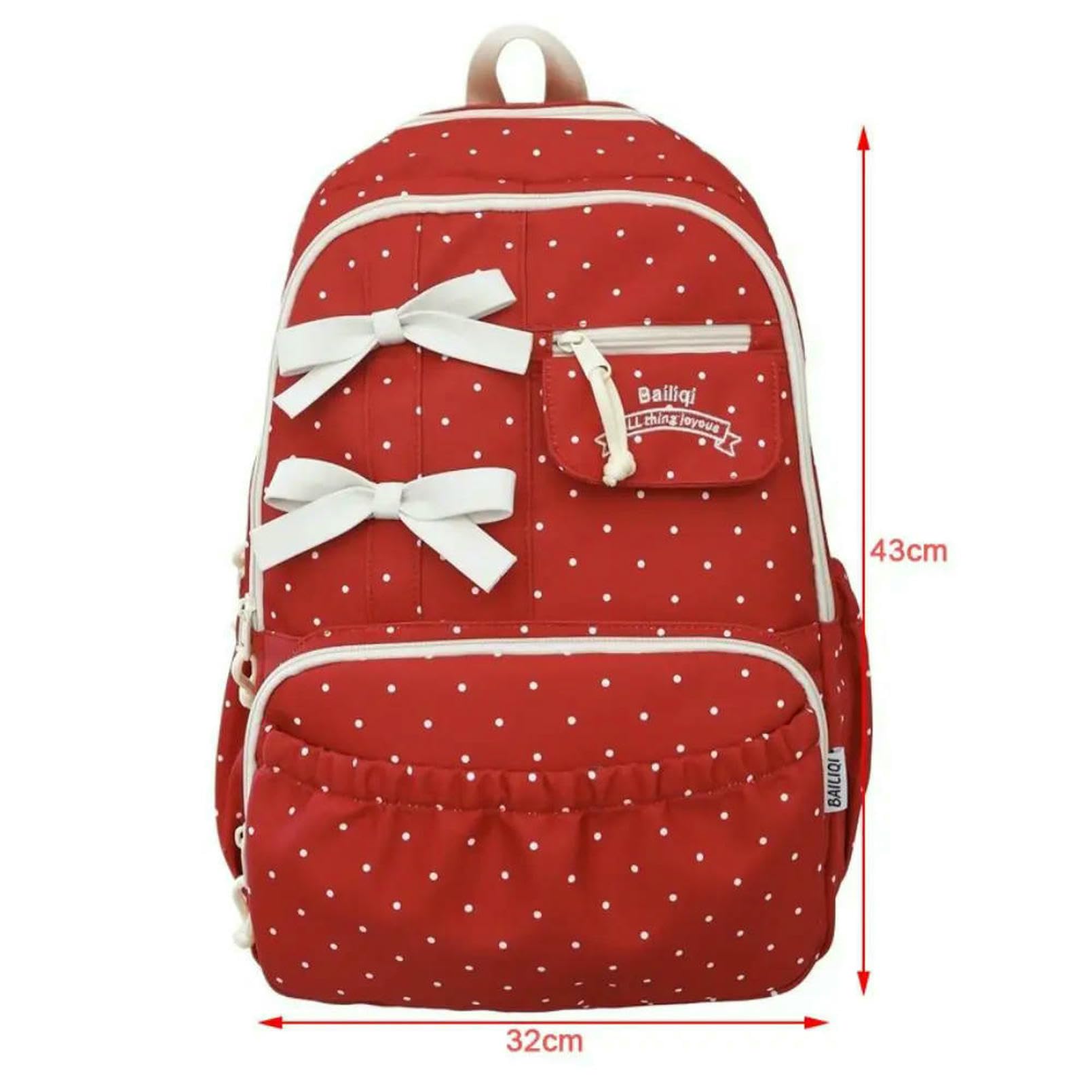 Plecak damski Polka Dot Bow Girls Nylon Anti-Theft Student Torba szkolna Duża pojemność Multi-Compartment Travel Computer Backpack Coffee