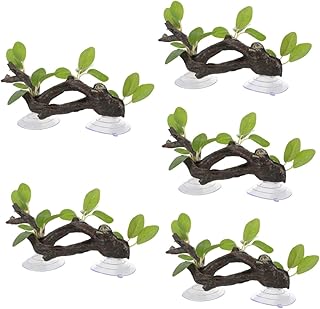 FRCOLOR 5 Peças Ramos De Resina Simulada Tanque De Terrário Planta Réptil Ramo De Canto Decorações De Terrário De Répteis Plantas De Tartaruga Vidro Tanque De Peixes Plantas De Répteis