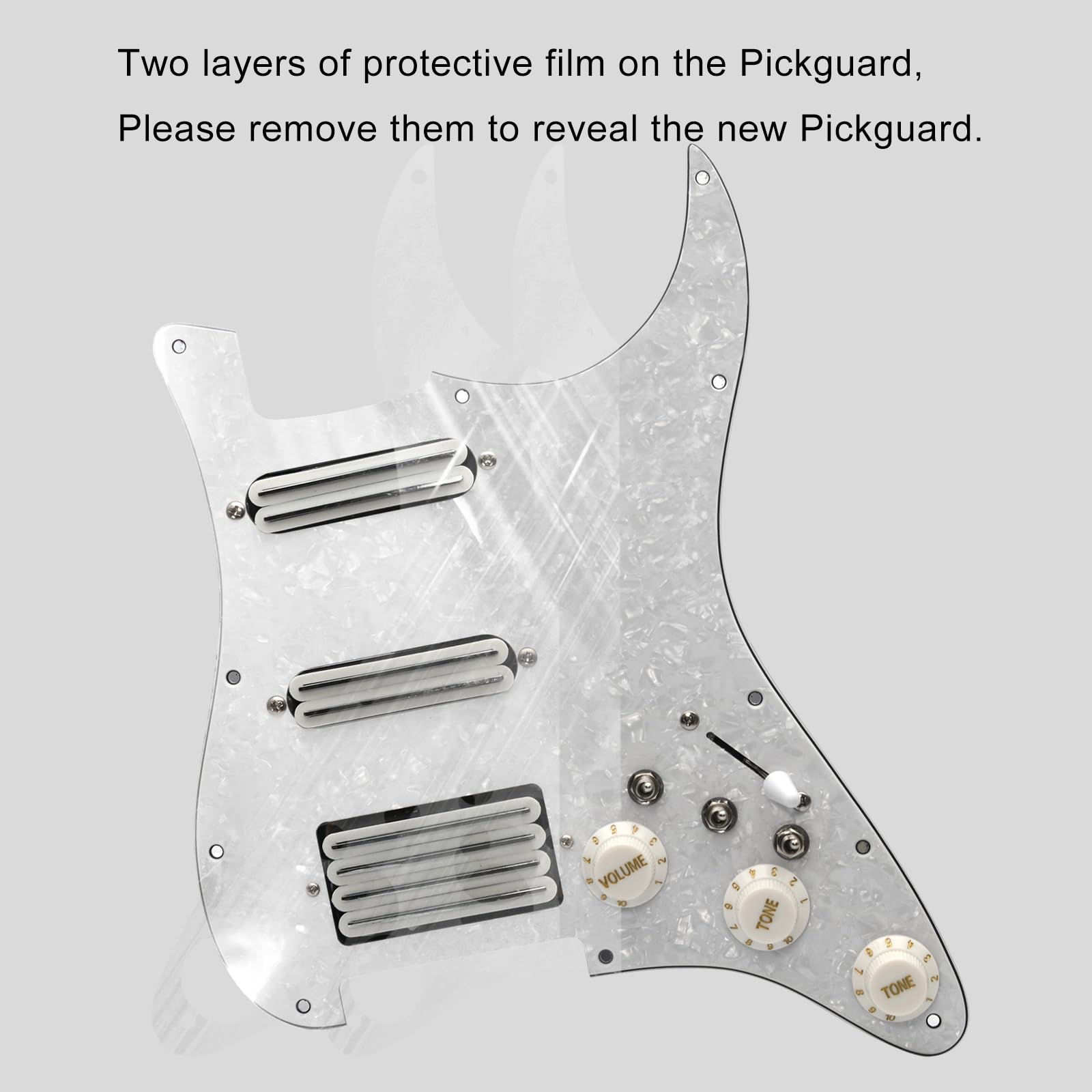 MAXCHEER SSH-Coil Splitting E-Gitarren-Schlagbrett, zwei Mini-Humbucker + ein 4-spuliger Tonabnehmer, hohe Ausgangsleistung (9K/9K/18K) geladen, vorverdrahtete Schlagplatte (Perlweiß, SSH)