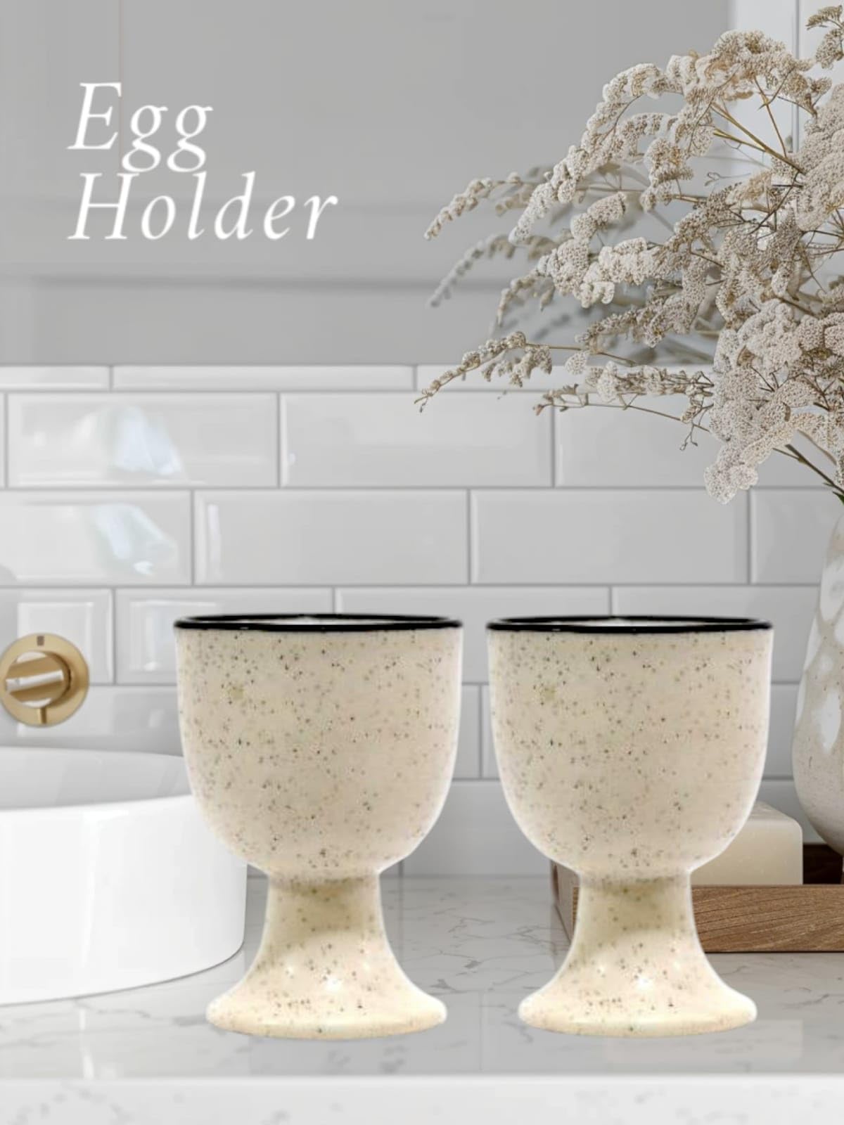 Ceramic Egg Cup Christmas Gift Set of 2 Porcelain Holder Breakfast Boiled Cooking Easy to Clean Childhood Memories Kitchen