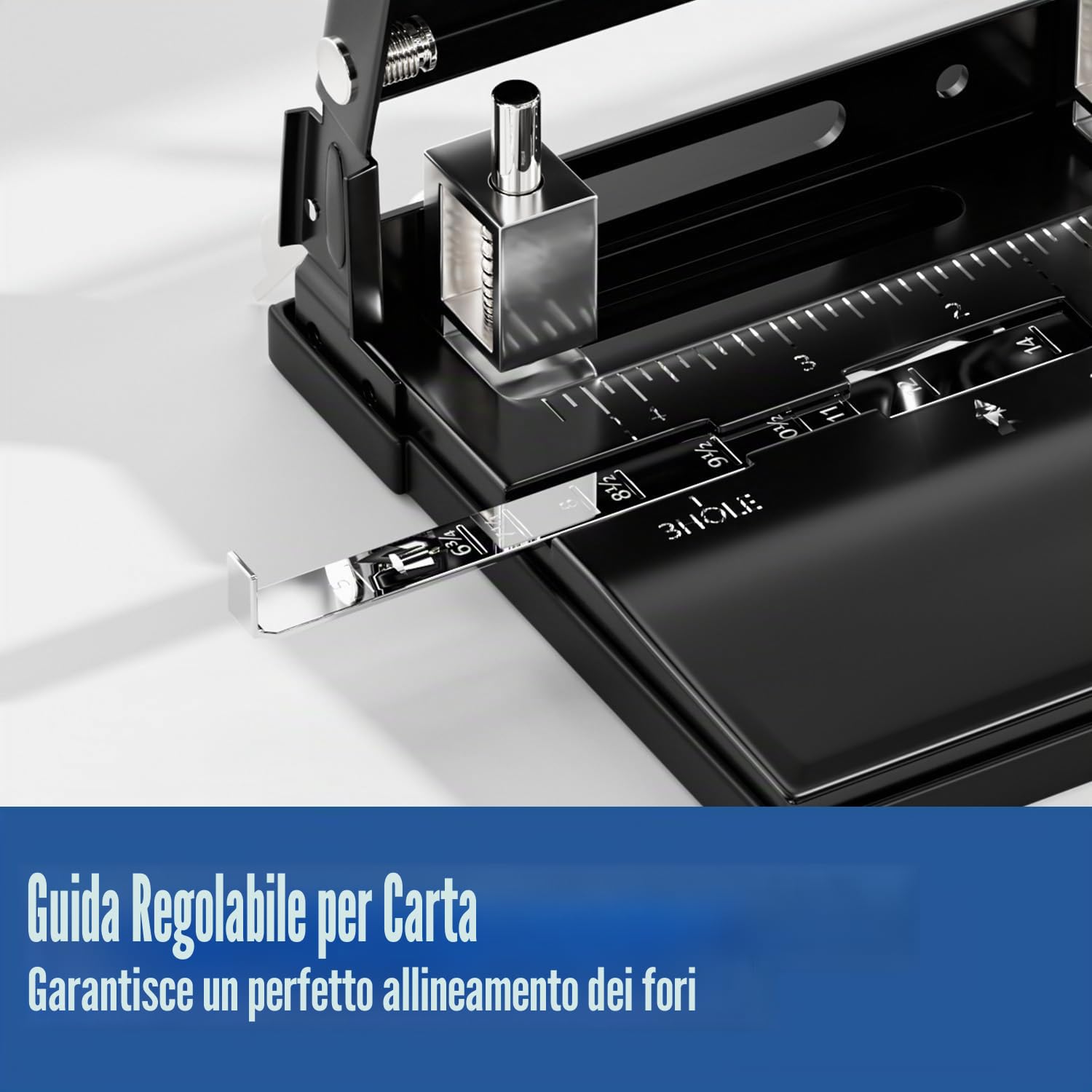 XOOL Perforatrice a 2-3 Fori, Capacità 40 Fogli, Metallo Resistente, Righello Guida, Sforzo Ridotto