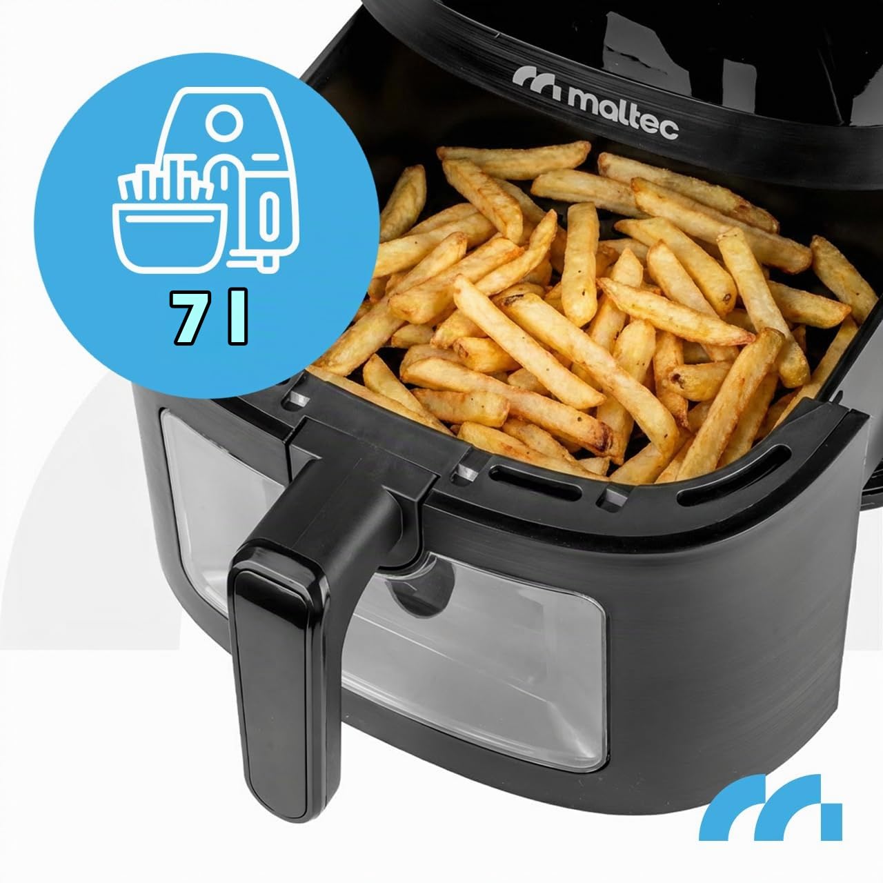 MalTec Frytkownica na gorące powietrze Air Fryer 7 l 1800 W, okienko, 8 programów