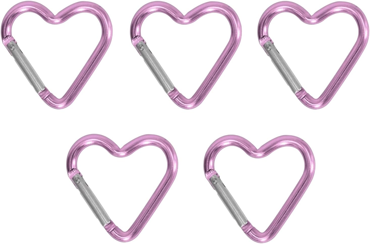 5Pcs Carabiner Clip, Heart Shaped Climbing Buckle, Aluminum Alloy Heavy Duty Keyring Hook for Camping Fishing Hiking Traveling Aluminum Key Chain Clip Accessories