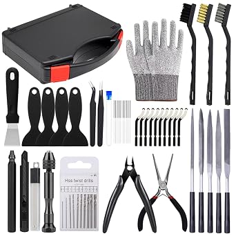 3D Printer Tool Kit 3D Printing Accessories Includes Deburring Tools,Needle Files,Brushes,Tweezer,Gloves,Scraper,Wire Cutter for 3D Print Model Remove, Smoothing, Finishing