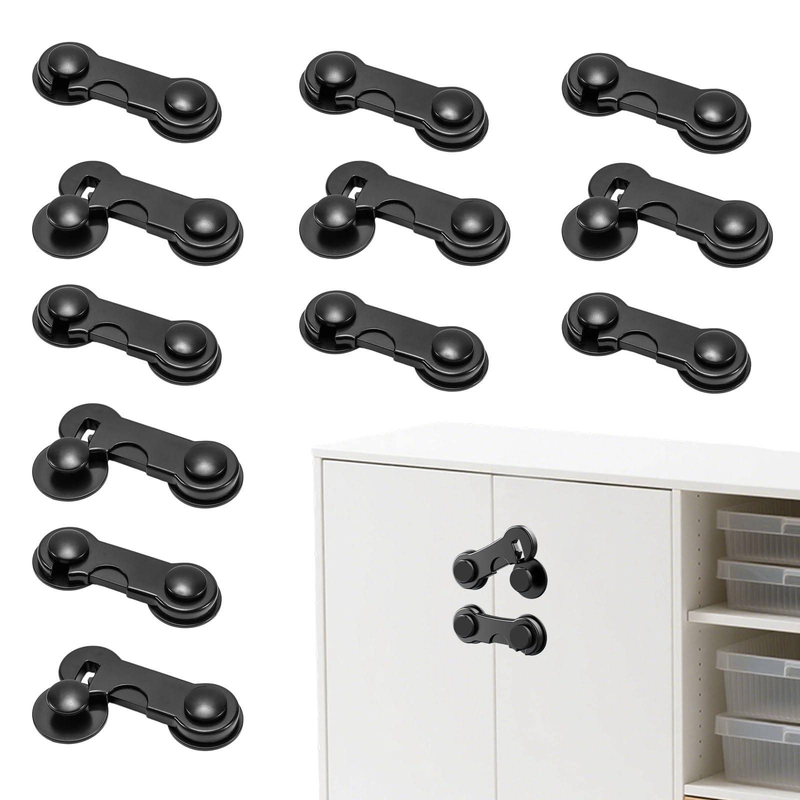 Bloque Porte Bébé, 12 pièces Sécurité Enfant Placard, Securite Placard Enfant, Bloc Porte Securite Bebe, Bloque Porte, Convient aux portes et fenêtres de réfrigérateur, aucun perçage requis.