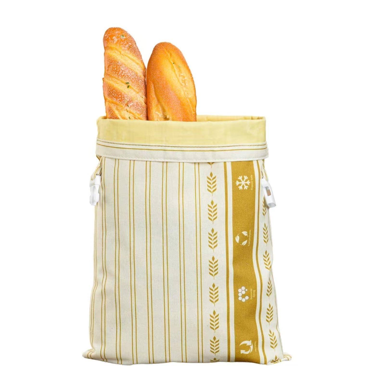 Bienenwachs-Brotbeutel, extra groß, wiederverwendbar, Baumwoll-Leinen-Aufbewahrungsbeutel mit Reißverschluss und natürlichem Bienenwachs-Futter für Sauerteig und handwerkliches Brot, 2 Stück