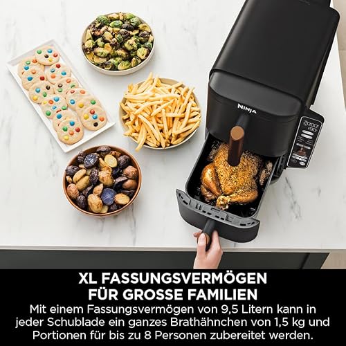 NINJA Double Stack XL Air Fryer 2 Compartiments Verticale, Compact, 4 Niveaux de Cuisson, Capacité de 9,5L, Air Fryer 6-en 1, Pièces Antiadhésives Amovibles Lavables Au Lave-Vaisselle, Noir/Cuivre - 5