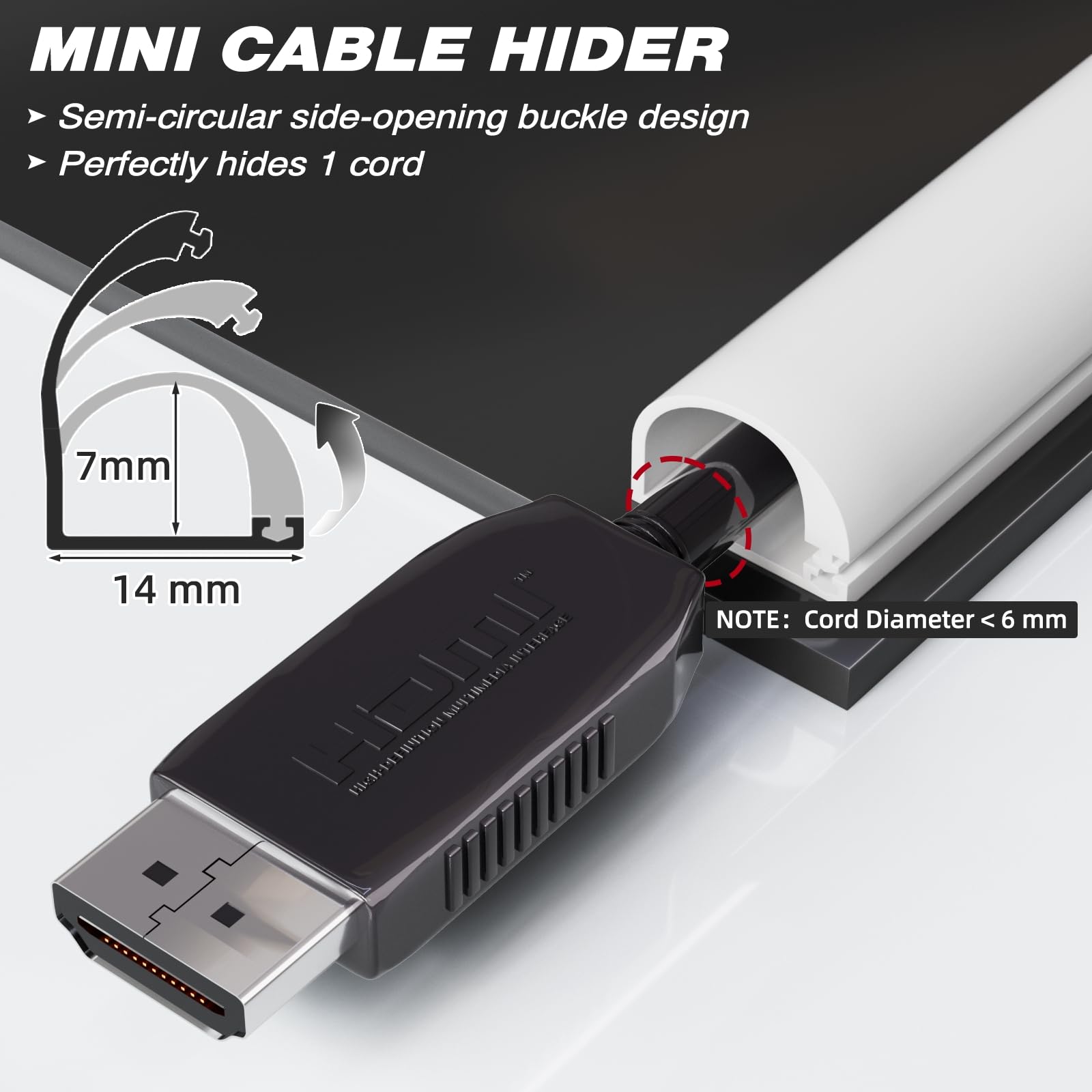 39”TV Cord Hider for Wall Mounted TV, Selfadhesive Wall Cable Hider for 1 Cord, Flexible Silicone White Cord Covers Wire Hiders for Cords on Wall,Babyproof Cable Concealer Raceway Management