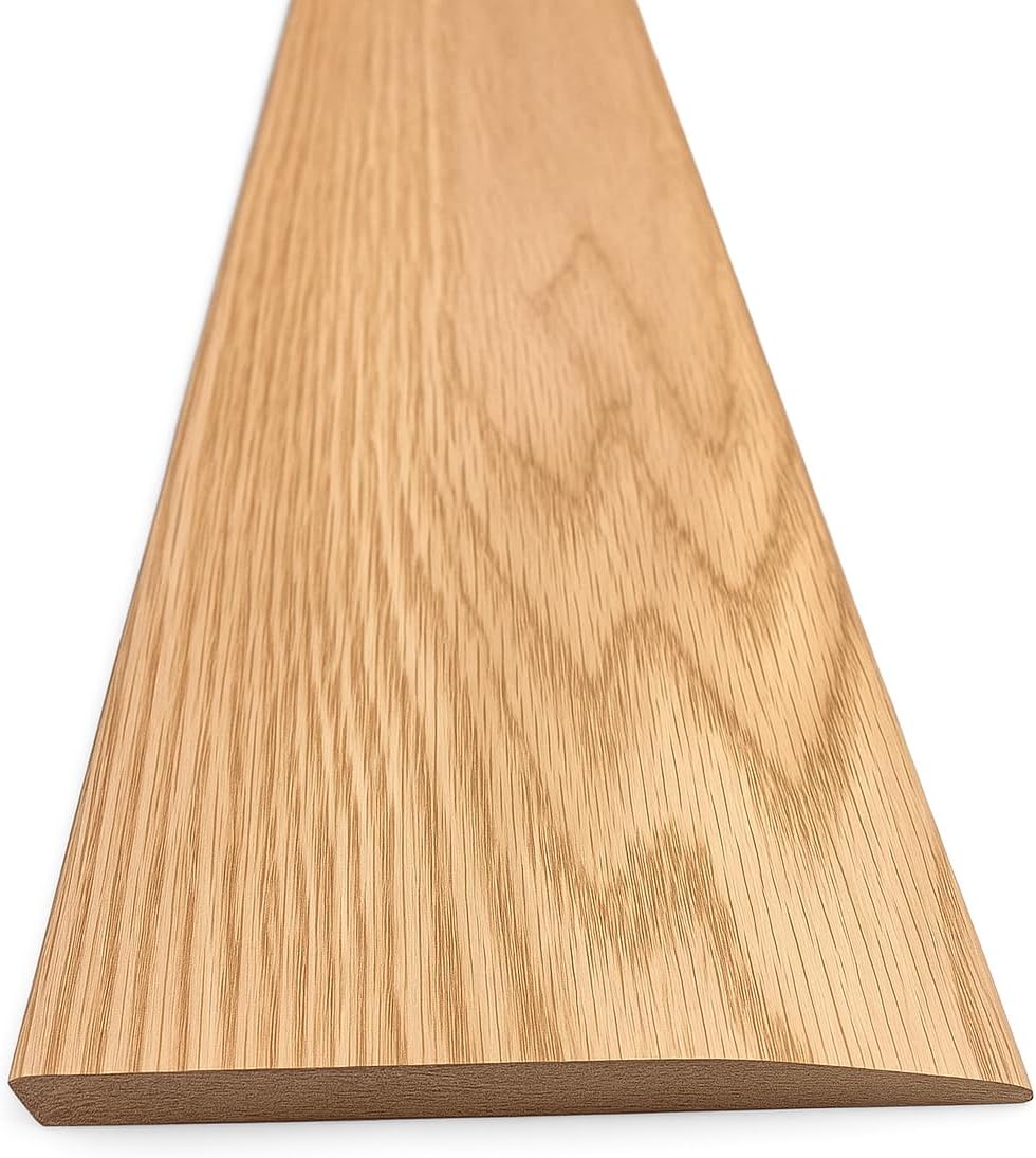 48" Unfinished Oak Reducer Threshold – 5" Wide x 5/8" High Half Threshold | Solid Wood Transition Strip for Flooring | Stainable Trim | Made in USA (4 FT)