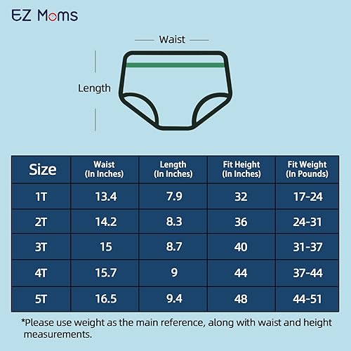 Miniatura 6 de EZ Moms 6 paquetes de ropa interior de entrenamiento para niños pequeños de absorción para niños, 100% algodón, pantalones de entrenamiento