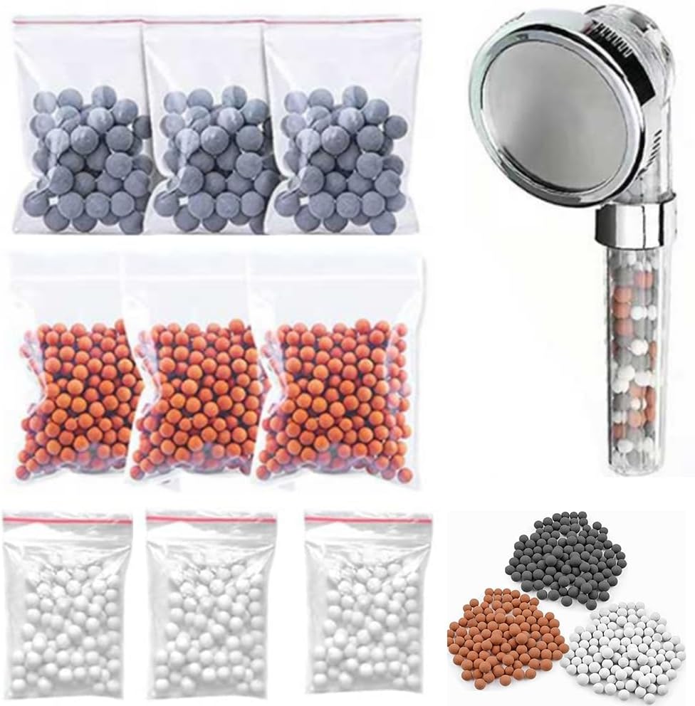 15 Packs Mineral Balls Negative Ion Replacement Bio-Active Stone Packs Ionic Shower Head Beads Ion Mineral Ball for Stone Shower Head Hard Water Softening Filtration Impurities and Hard Water