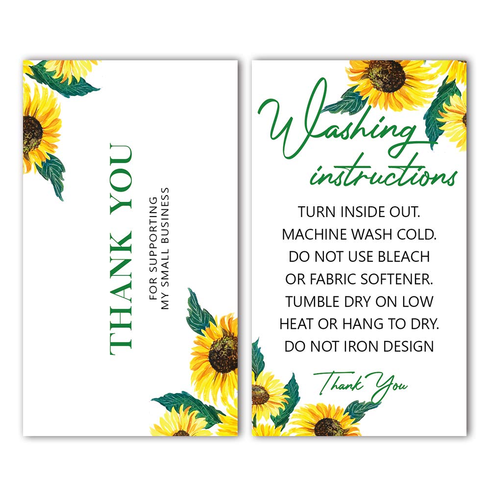 Amazon.com : Sunflowers Washing Instructions Thank You Cards, Care  Instructions Insert for Small Business Packaging, Customer Directions Cards,  Small Online Shop Package Insert, 3.5"X 2", Pack of 50 : Office Products
