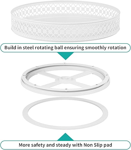 Miniatura 8 de Ovicar Lazy Susan - Organizador giratorio de 11 pulgadas, estante de especias giratorio de metal Lazy Susan para gabinete, despensa, cocina,