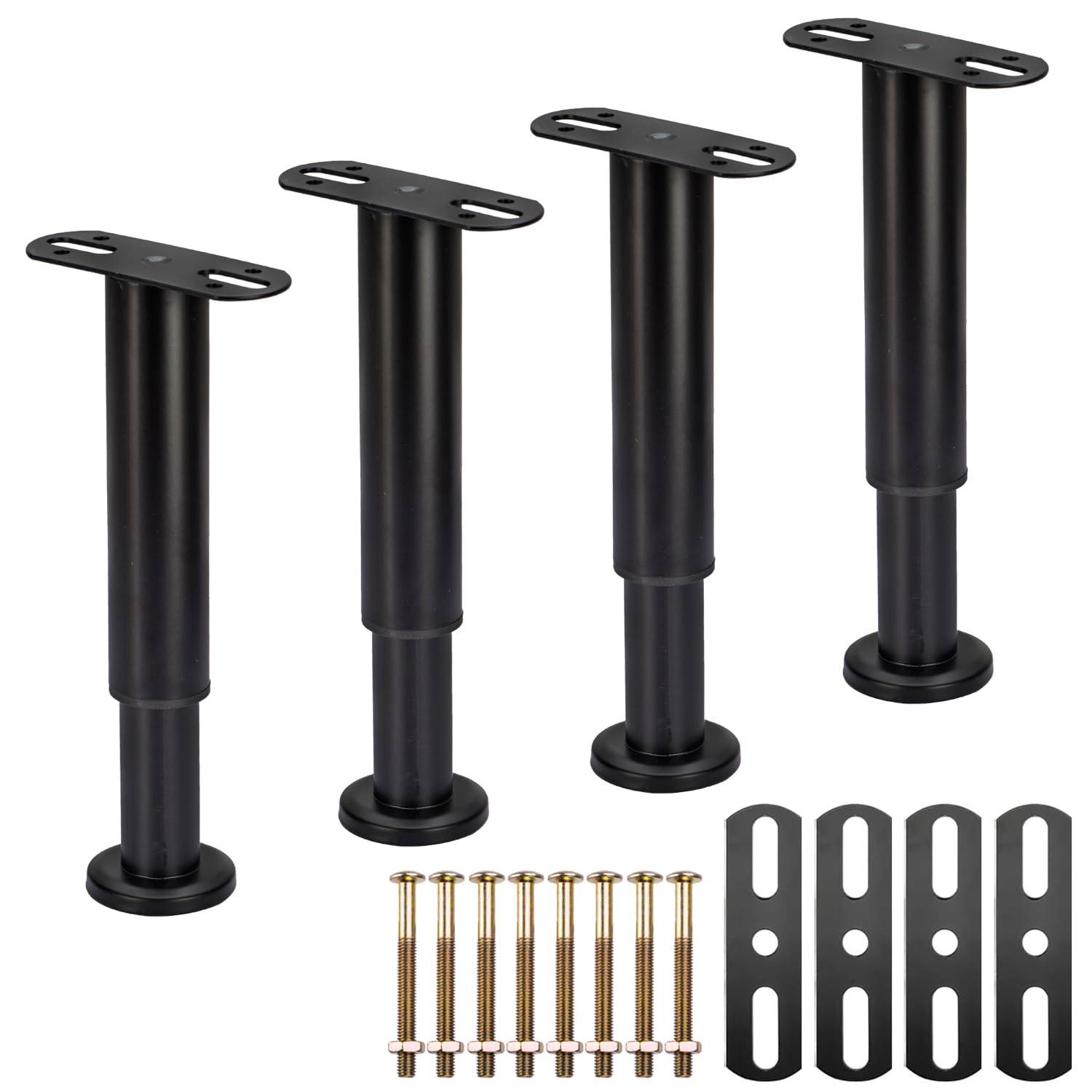 TCHOSUZ 4 Pcs Adjustable Height Bed Support Legs, 5-7 inch/ 12-18cm Heavy Duty Metal Bed Center Replacement Support Legs, Bed Frame Support Legs for Bed Frame, Bed Center Slat & Furniture