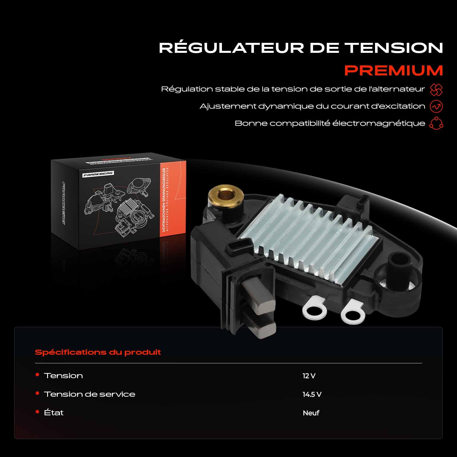 Frankberg Régulateur d'alternateur, régulateur de générateur, 2 pôles M516