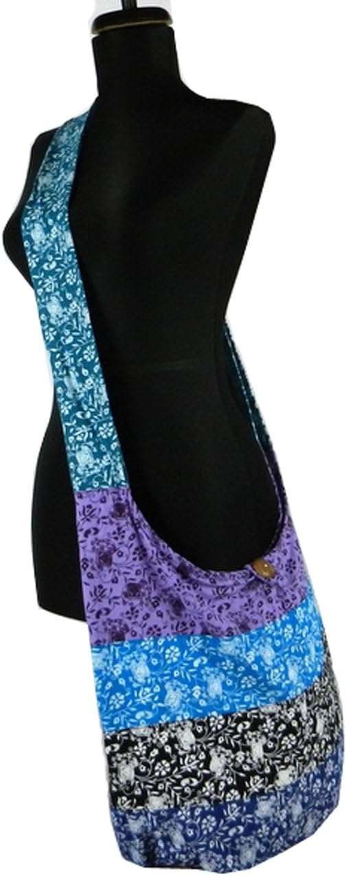 BenThai Products BTP! Elephant Floral Print Sling Crossbody Shoulder Bag Purse Hippie Hobo Thai Cotton Gypsy Bohemian Large - Image 2