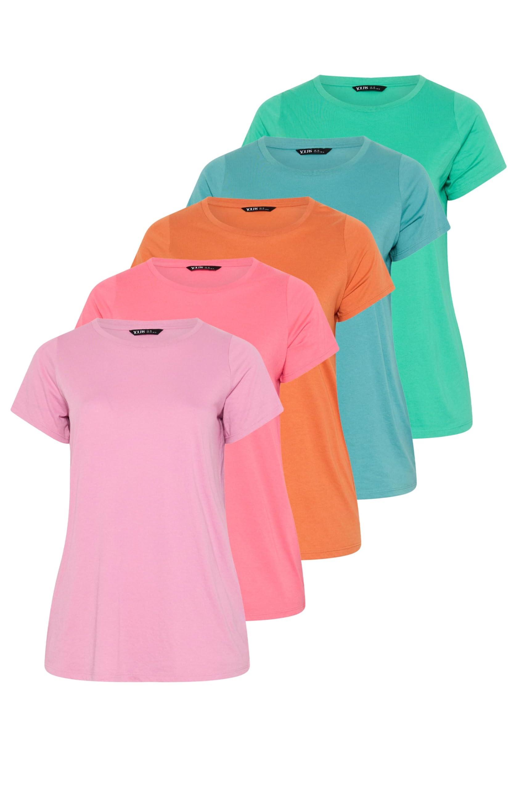 Yours Women's Pink 5 Pack Core T-Shirts In Size 20