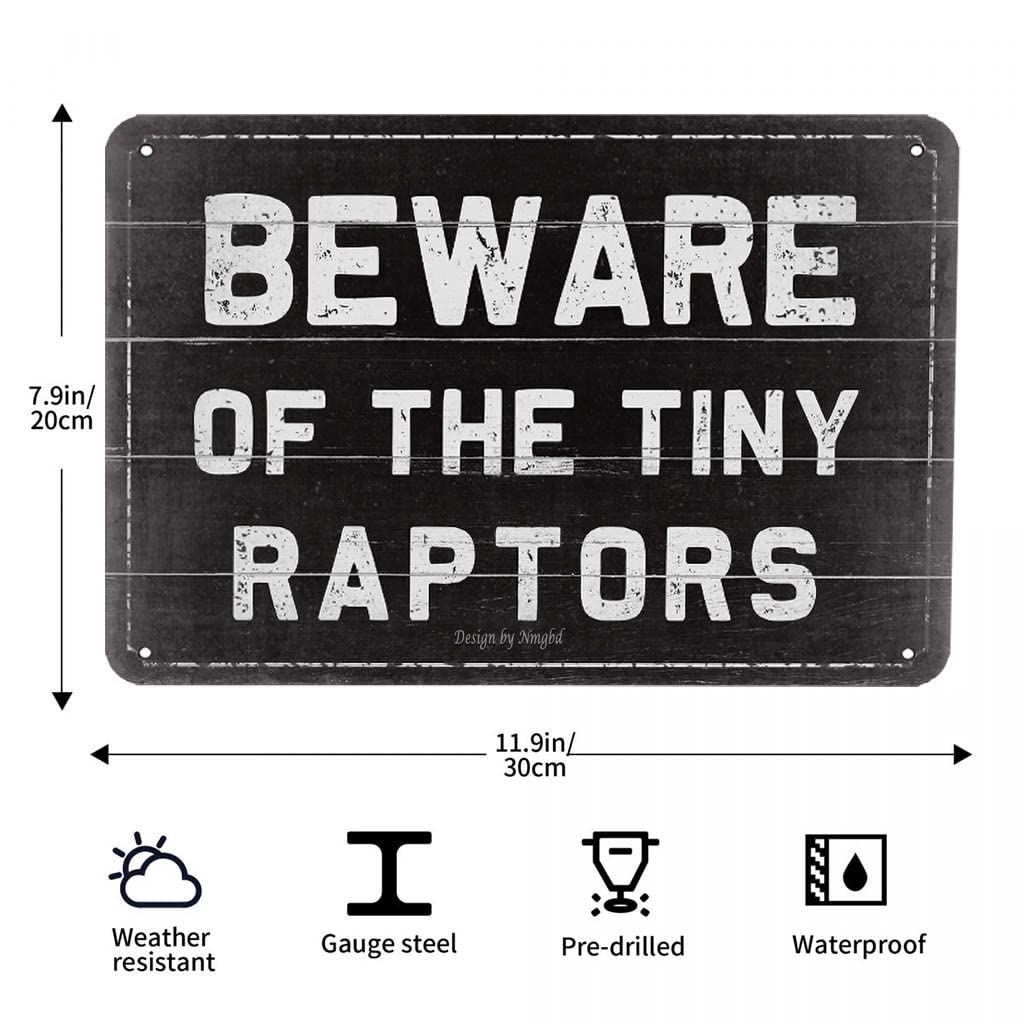 Blechschild 'Vorsicht Vor Den Kleinen Raptors' – Witziges Schild Für Hühnerstall & Garten