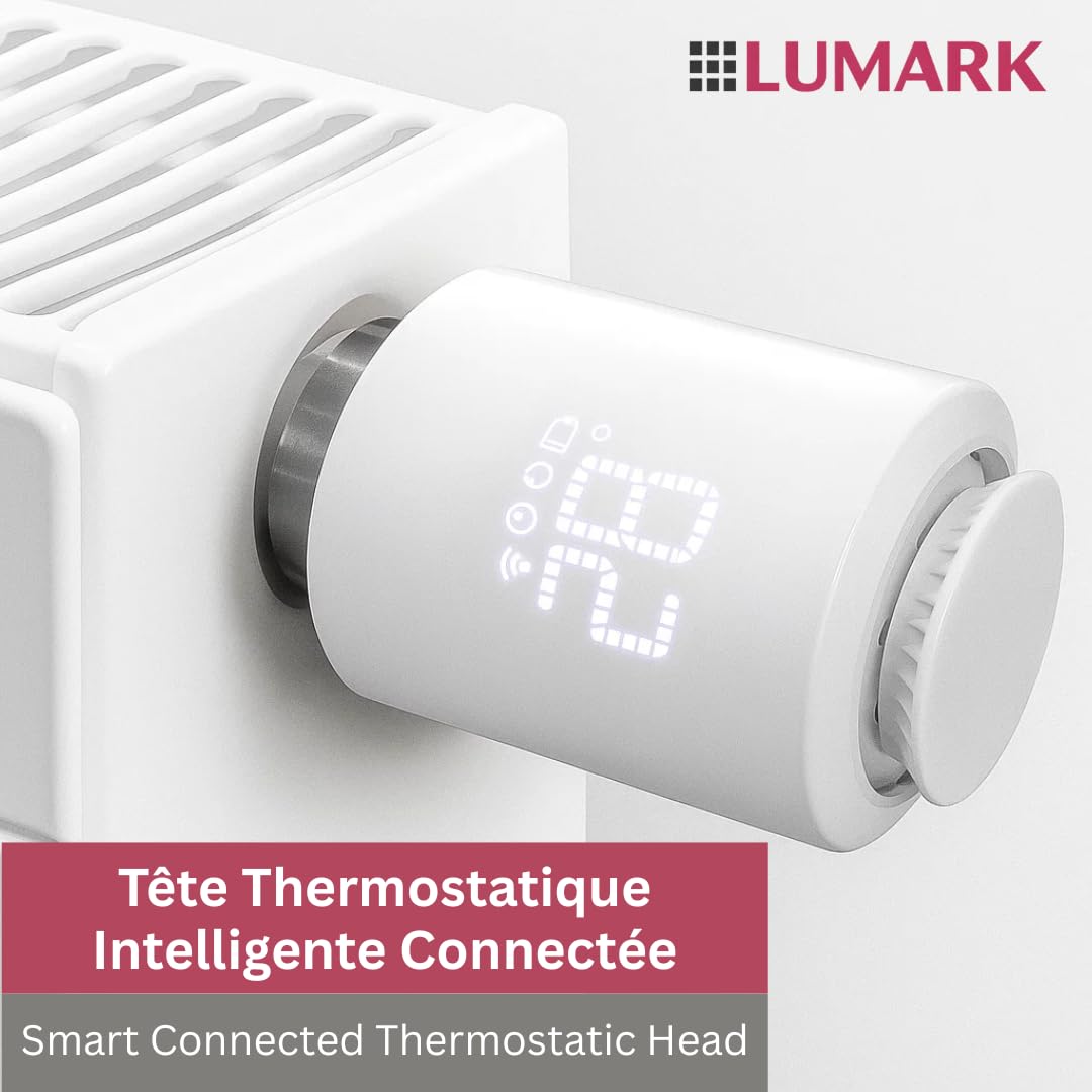 Cabezal termostático inteligente conectada LUMARK - Control de temperatura a través de la aplicación Tuya, programación, detección de ventanas abiertas - Compatible con asistentes de voz (11, con