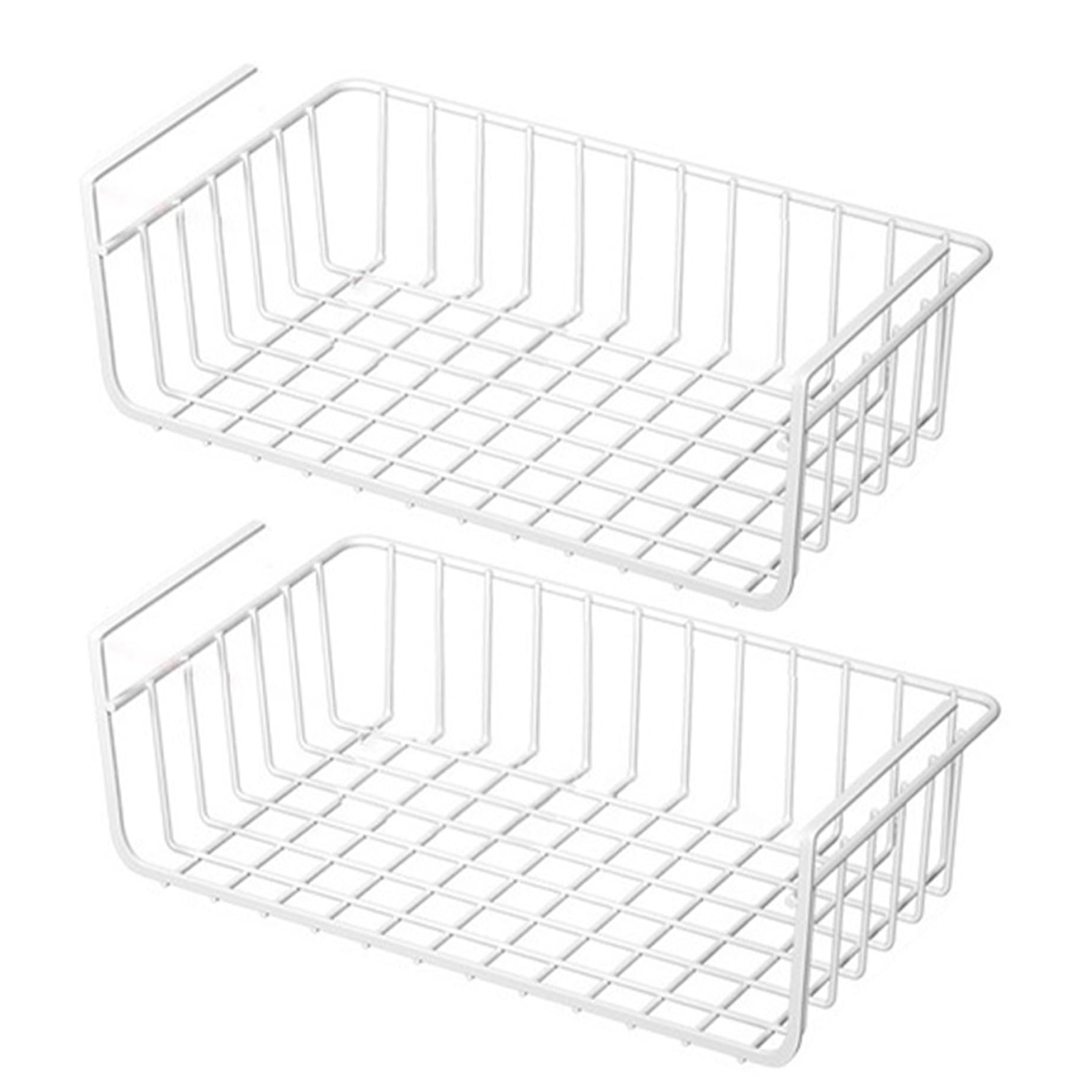 LAMEIDA Opbergmand Onder Plank Opbergmand Zwart Mesh Draad Opknoping Mand Organizer Fit Dubbele Haken voor Keuken Bijkeuken Bureau Boekenplank Kast