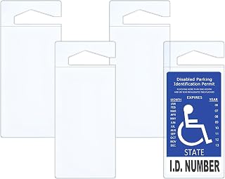 8 Pack Handicap Placard Holder for Auto, Clear PVC Parking Permit Hang Tag Sleeve 10.2" x 4.5", Rear View Mirror Accessories, Handicap Accessories for Daily Living
