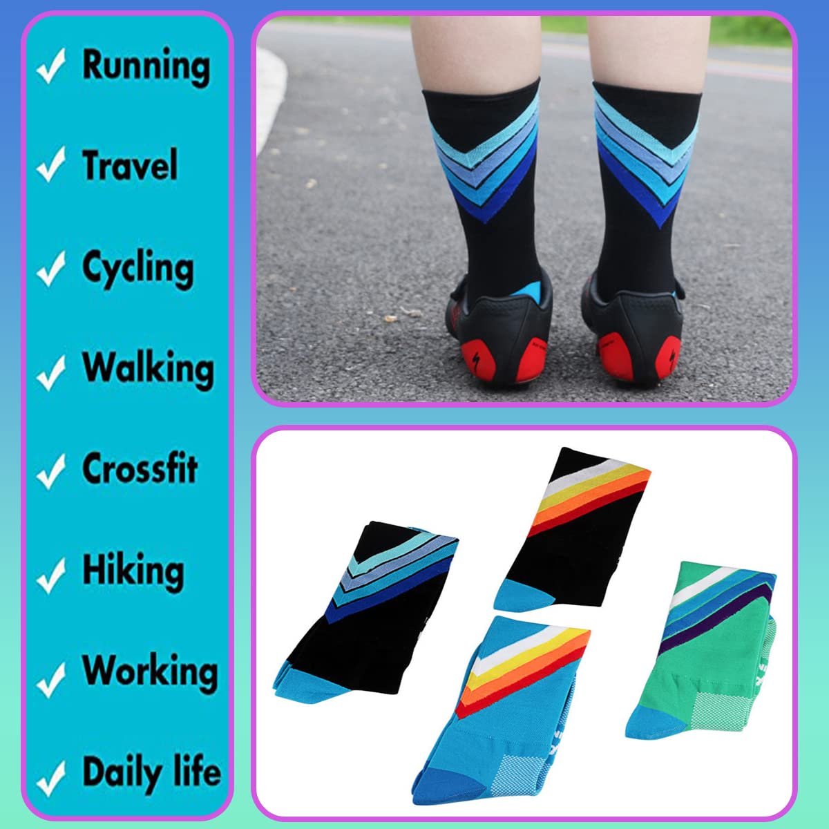 GuaziV Herren Damen Radsocken Laufsocken Sportsocken