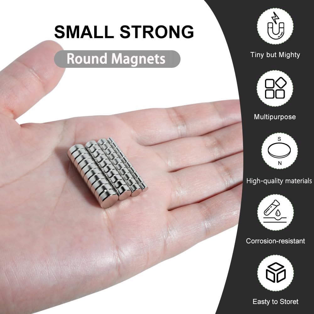 rhinocats 160Pcs Small Magnets, Mini Round Magnets for 3D Printing,4 Different Sizes, Multi-Use for Miniatures, DIY, Office, Hobbies, Crafts and Science