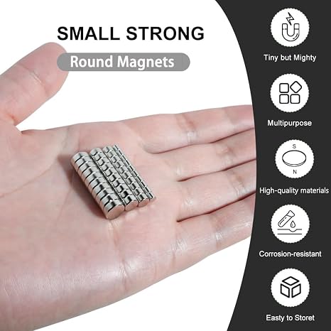 rhinocats 160Pcs Small Magnets, Mini Round Magnets for 3D Printing,4 Different Sizes, Multi-Use for Miniatures, DIY, Office, Hobbies, Crafts and Science
