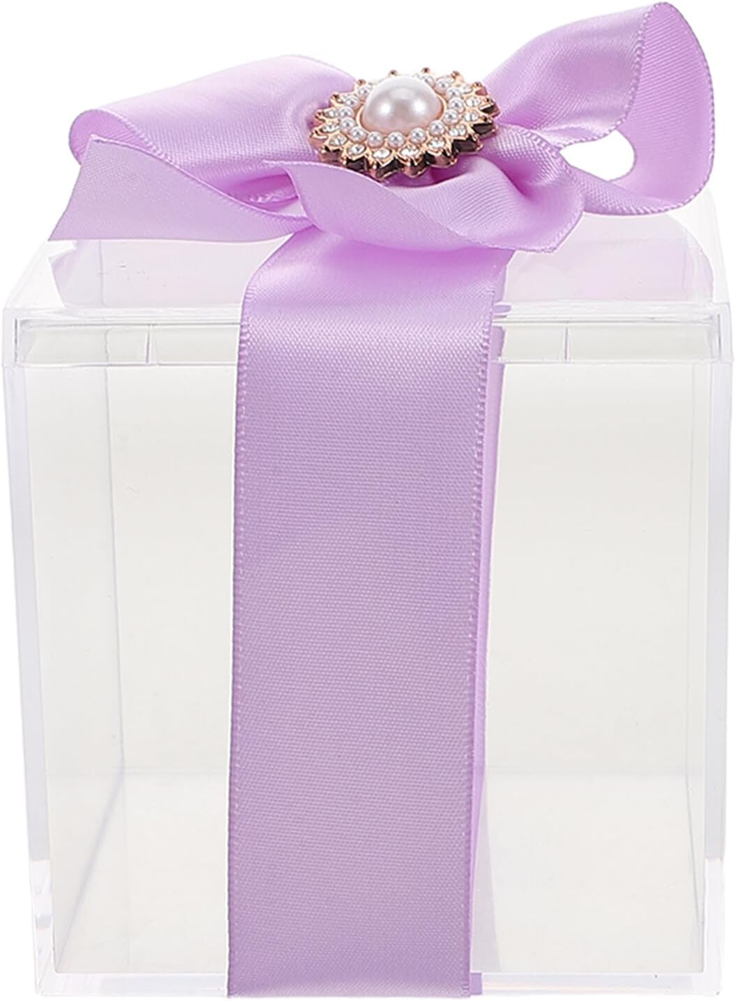 HOODANCOS Plastic Favor Box with Butterfly Knot, Candy and Jewelry Organizer, Purple Box for Wedding Party, Bridal Shower, and Craft Supply Storage