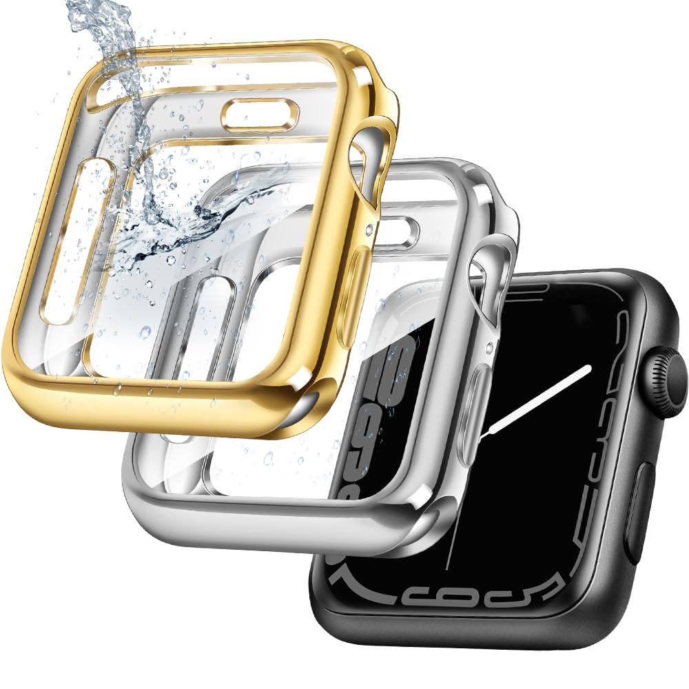 top4cus 40mm Case Soft Flexible Lightweight Anti-Scratch Overall Protective 40mm Iwatch Waterproof Cover Case Shiny Workout Shockproof Bumper Compatible with Apple Watch Series 6/SE/5/4 - Gold — view 16