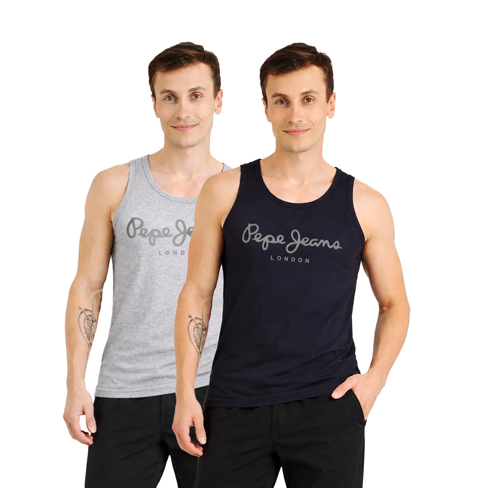 pepe jeans Mens Round Neck Graphic Print Vest-picture-26