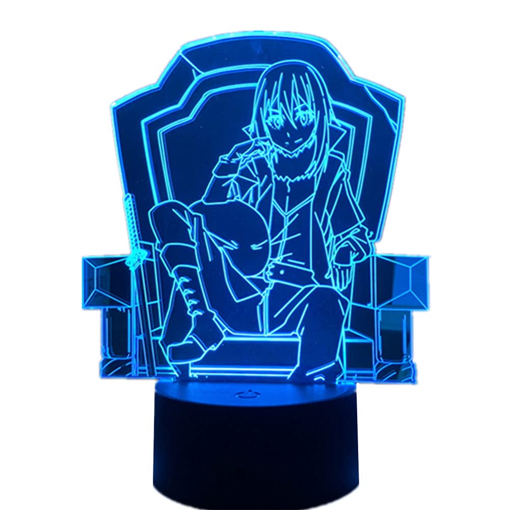 Birthday and Holiday Christmas Gifts 7-Color Touch Switch Base Anime Manga Slime Isekai /Shizue Izawa Figure 3D LED Night Light is Suitable for Bedroom Decoration Table Lamp (Rimuru Tempest)