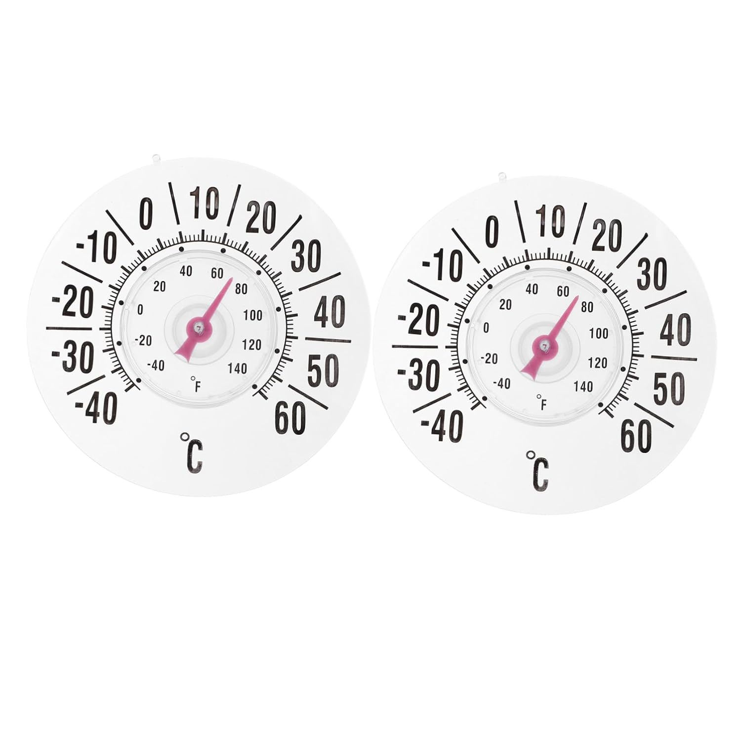 2 Pack Indoor Outdoor Window Thermometer with Large Suction Cup