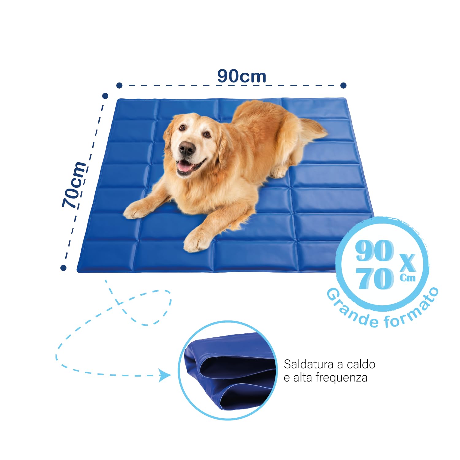 BPS BUENA PET SHOP Tappetino Refrigerante Cane Gatti, misura 90x70cm comodo e SPAZIOSA, in Gel Non tossico, autoraffredamento senza corrente, fresco estare