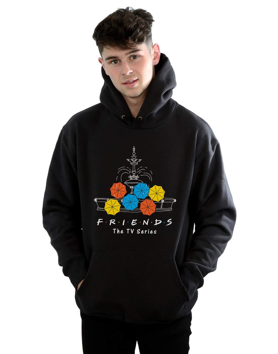 Absolute Cult Friends Men's Fountain And Umbrellas Hoodie Black XXXXX-Large