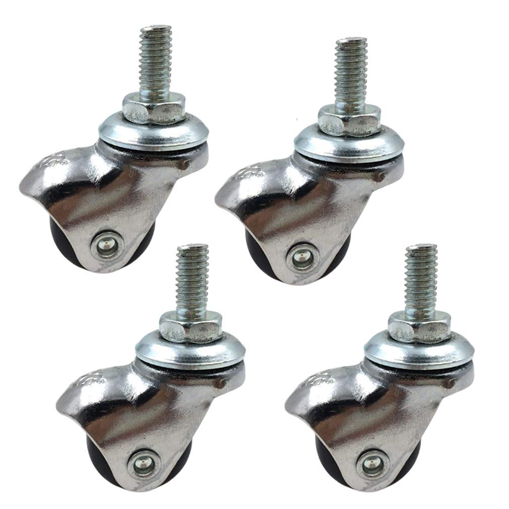Castors, 4pcs Swivel Caster 360 Degree Threaded Stem Wheel Rubber