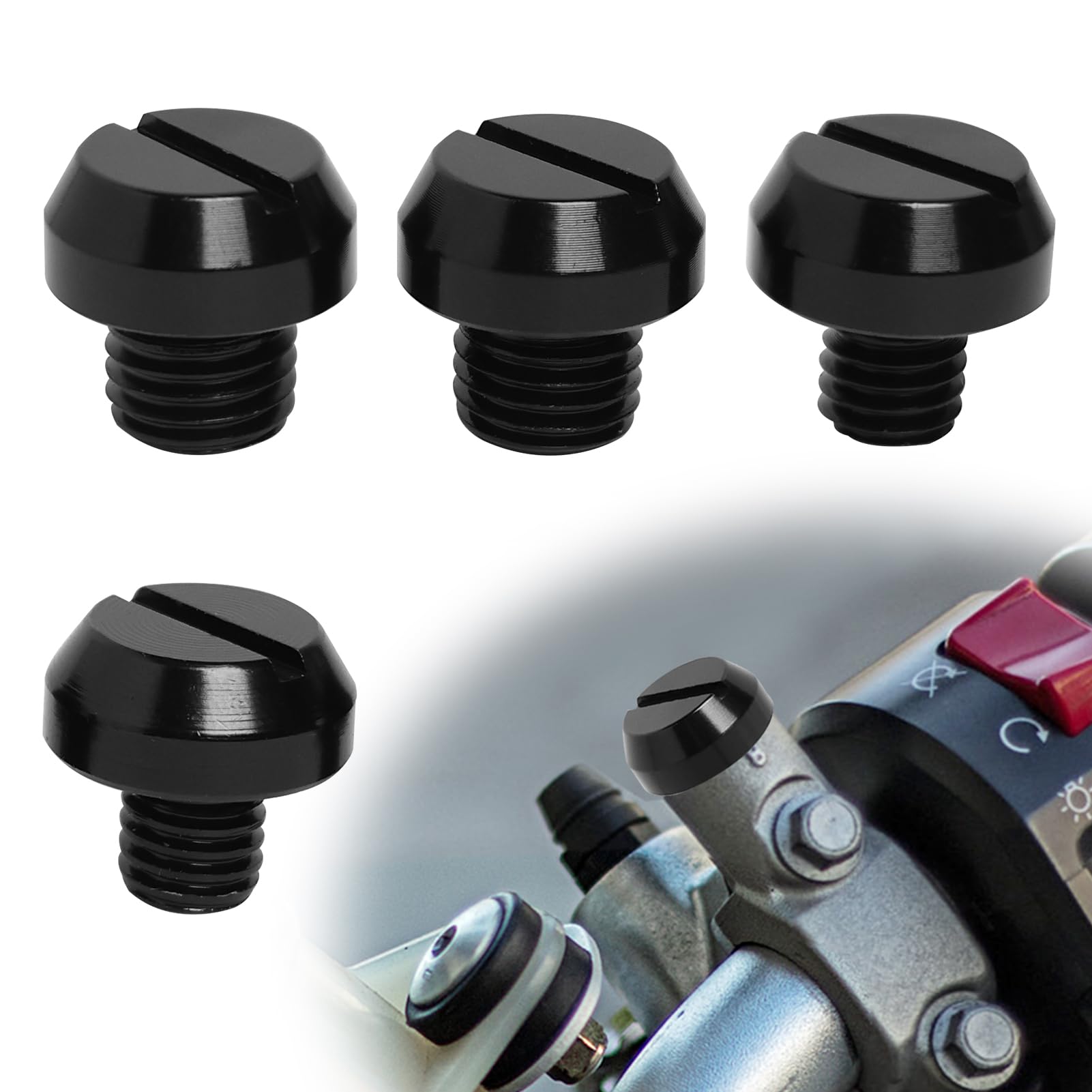 Tappi Specchietti Moto In Alluminio CNC - Filettatura M10 Orario, Universali, Decorativi E Antipolvere - Foto 6