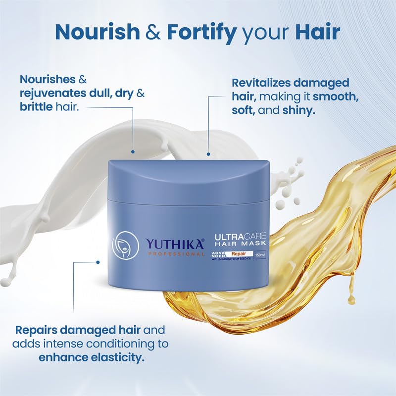 Image of Yuthika Professional Ultra Care Shampoo 250ml & Hair Mask 150ml Combo for Dry, Frizzy & Damaged Hair | All Hair Types